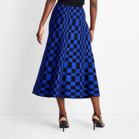 NWT Future Collective Checkered Sweater Midi Skirt - Picture 1 of 3